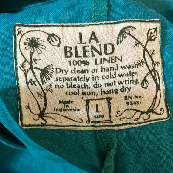 La Blend 100% linen embroidered floral dress Large - Picture 6 of 7